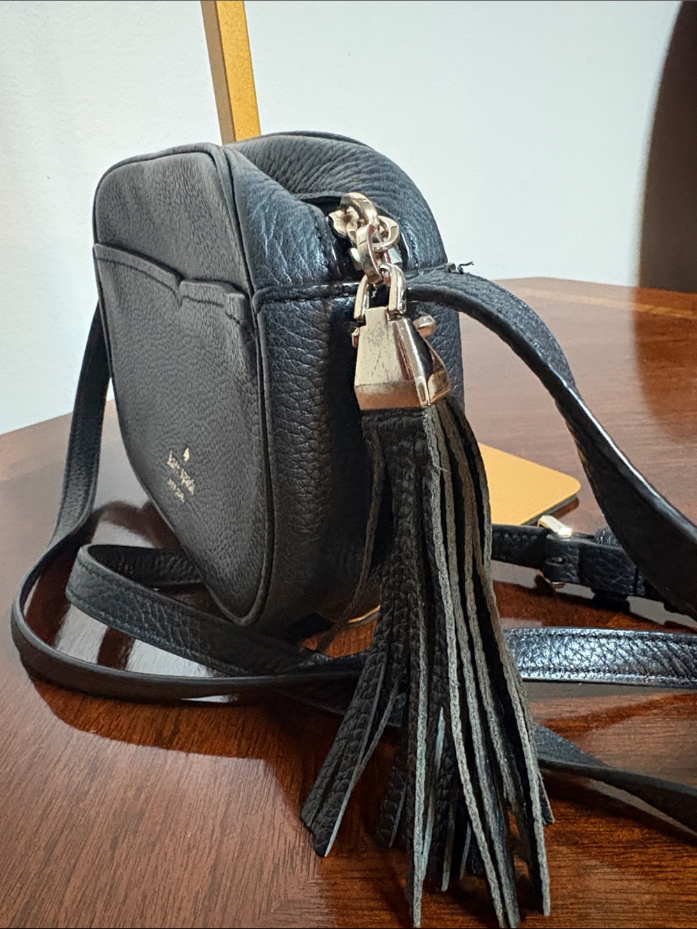 kate spade Black Pebbled Leather Tassel Crossbody - Picture 3 of 7